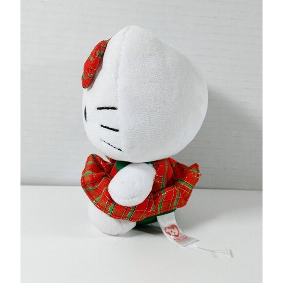 Ty Beanie Hello Kitty Christmas 6" Plush Stuffed Toy Gingerbread Man Plaid Dress - Picture 2 of 3
